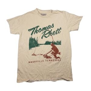 Thomas Rhett Graphic Tee Mens Small Tan Excellent Nashville Fishing Tour Shirt